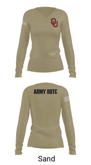 Womens Long Sleeve Vneck Shirt, OU Army ROTC, Army, Teamtime, Team time, sublimation, custom sports apparel, team uniforms, spirit wear, spiritwear, sports uniforms, custom shirts, team store, custom team store, fundraiser sports, apparel fundraiser