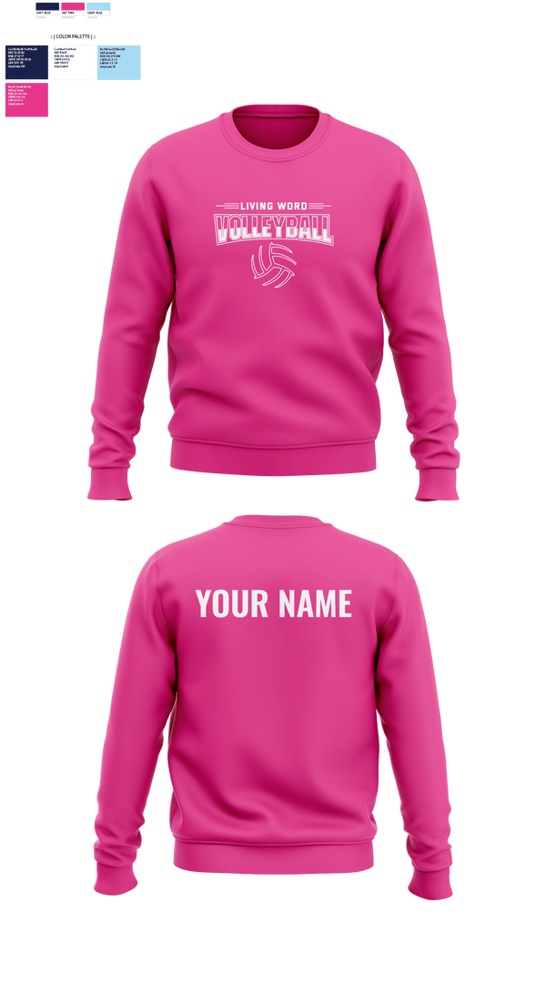 Crew Neck Sweatshirt, Living Word Academy Volleyball, Women's Volleyball, Teamtime, Team time, sublimation, custom sports apparel, team uniforms, spirit wear, spiritwear, sports uniforms, custom shirts, team store, custom team store, fundraiser sports, apparel fundraiser