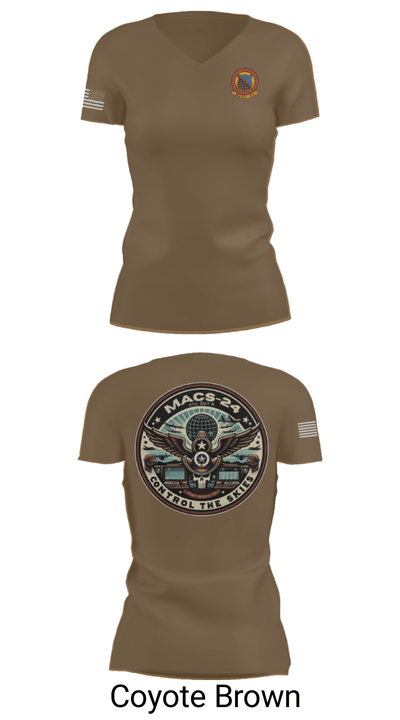 MACS 24 ATC Detachment A 44411642 Women's Short Sleeve V-neck Shirt - 8
