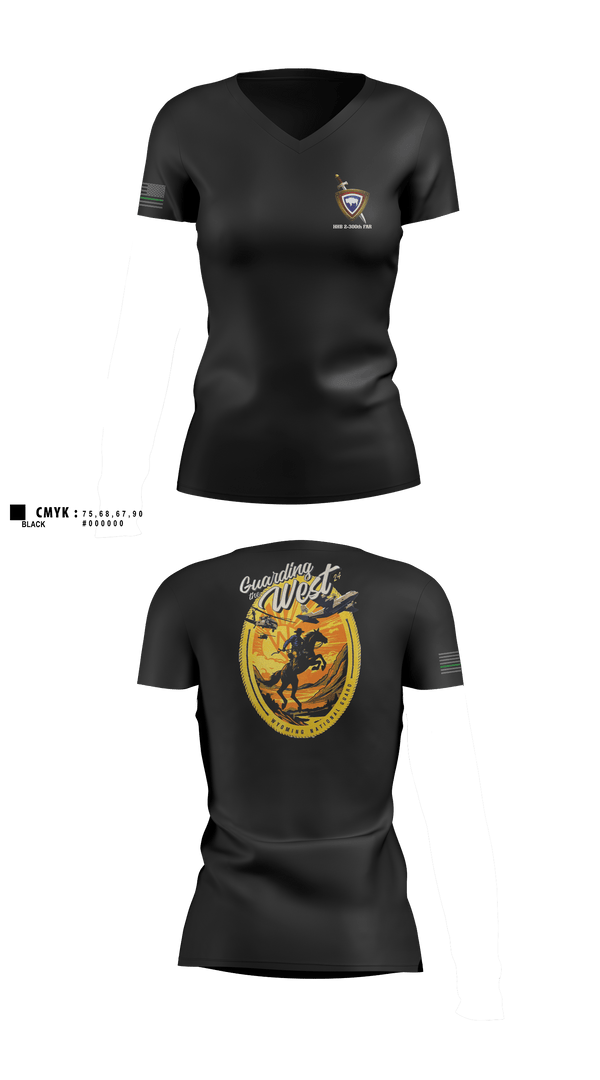 Womens Short Sleeve Vneck Shirt, HHB 2-300th FAR, National Guard, Teamtime, Team time, sublimation, custom sports apparel, team uniforms, spirit wear, spiritwear, sports uniforms, custom shirts, team store, custom team store, fundraiser sports, apparel fundraiser