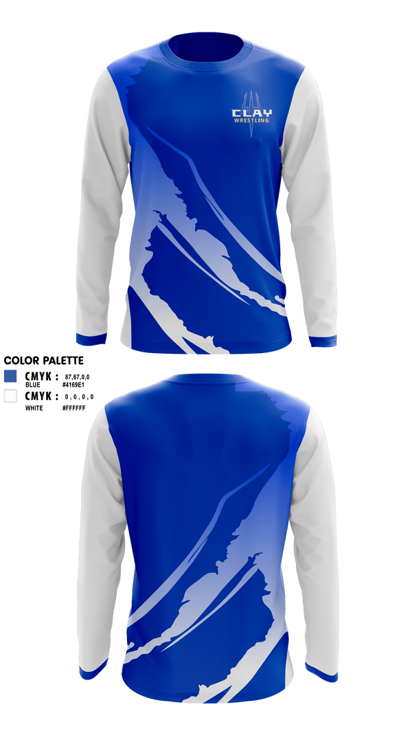 Long Sleeve Performance Shirt, Clay High School Wrestling, Wrestling, Teamtime, Team time, sublimation, custom sports apparel, team uniforms, spirit wear, spiritwear, sports uniforms, custom shirts, team store, custom team store, fundraiser sports, apparel fundraiser