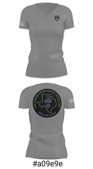 Women's Short Sleeve Vneck Shirt, SMPD Mental Health Unit, Police, Teamtime, Team time, sublimation, custom sports apparel, team uniforms, spirit wear, spiritwear, sports uniforms, custom shirts, team store, custom team store, fundraiser sports, apparel fundraiser
