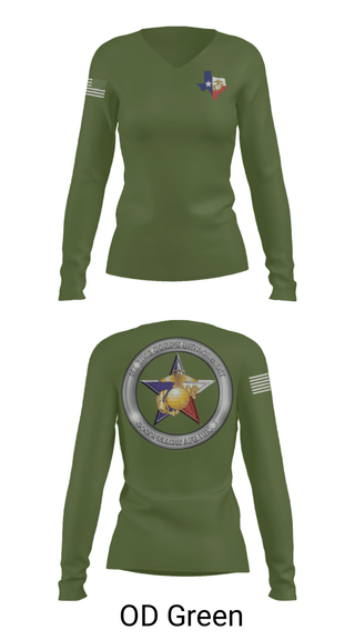 Womens Long Sleeve Vneck Shirt, Goodfellow AFB MCD, Marines, Teamtime, Team time, sublimation, custom sports apparel, team uniforms, spirit wear, spiritwear, sports uniforms, custom shirts, team store, custom team store, fundraiser sports, apparel fundraiser
