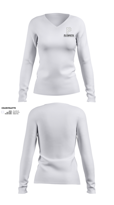 Plymouth Bowling 52990281 Women's Long Sleeve V-neck Shirt - 41