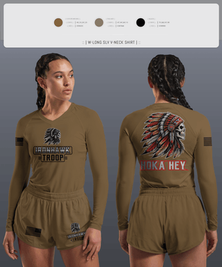Womens Long Sleeve Vneck Shirt 1, Comanche Squad, Army, Teamtime, Team time, sublimation, custom sports apparel, team uniforms, spirit wear, spiritwear, sports uniforms, custom shirts, team store, custom team store, fundraiser sports, apparel fundraiser