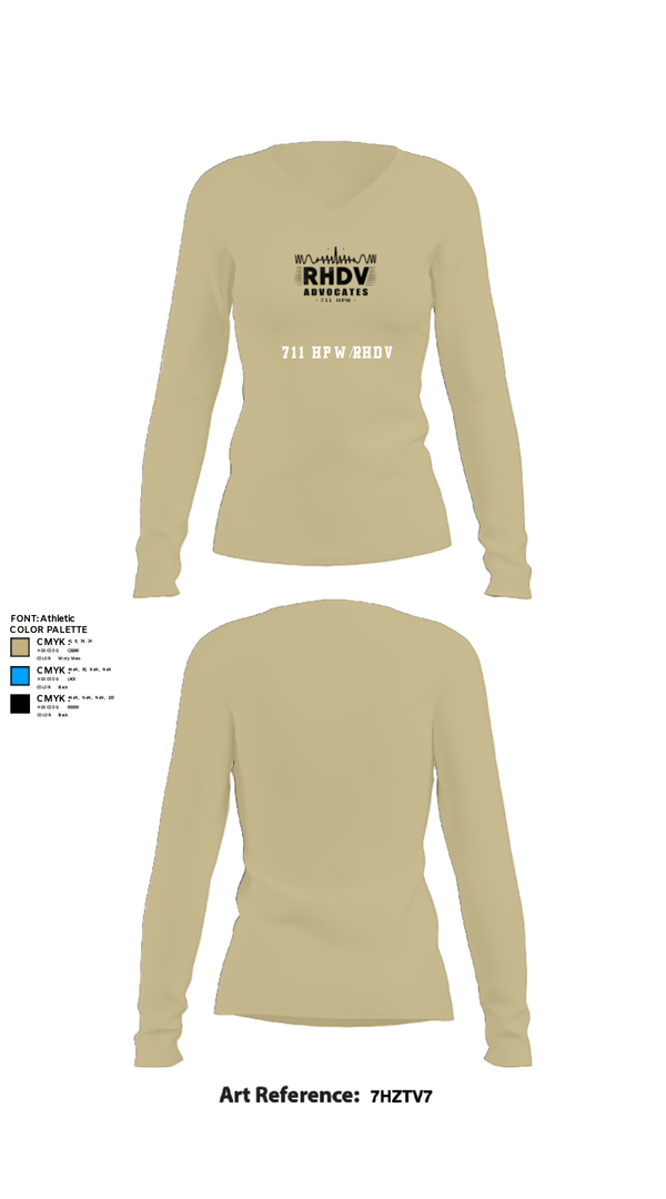 Womens Long Sleeve Vneck Shirt, 711 HPW/RHDV, Army, Teamtime, Team time, sublimation, custom sports apparel, team uniforms, spirit wear, spiritwear, sports uniforms, custom shirts, team store, custom team store, fundraiser sports, apparel fundraiser