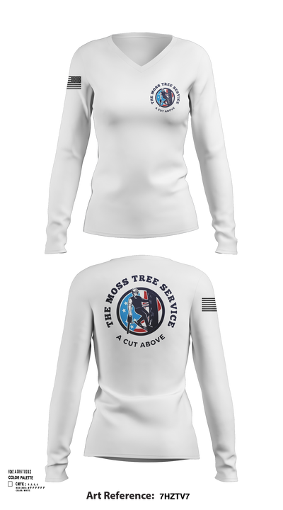 The Moss Tree Service 86074742 Women's Long Sleeve V-neck Shirt - 103