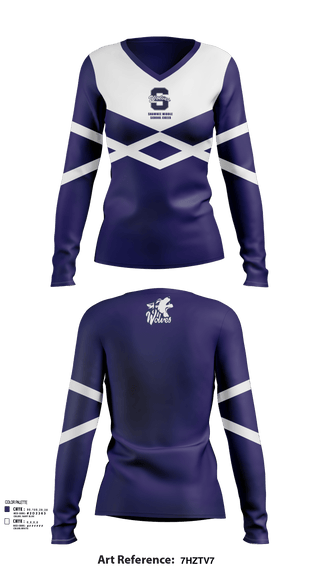 Womens Long Sleeve Vneck Shirt, Shawnee Middle School Cheer, Cheer, Teamtime, Team time, sublimation, custom sports apparel, team uniforms, spirit wear, spiritwear, sports uniforms, custom shirts, team store, custom team store, fundraiser sports, apparel fundraiser