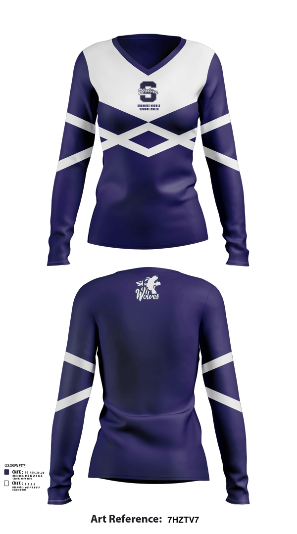 Womens Long Sleeve Vneck Shirt, Shawnee Middle School Cheer, Cheer, Teamtime, Team time, sublimation, custom sports apparel, team uniforms, spirit wear, spiritwear, sports uniforms, custom shirts, team store, custom team store, fundraiser sports, apparel fundraiser