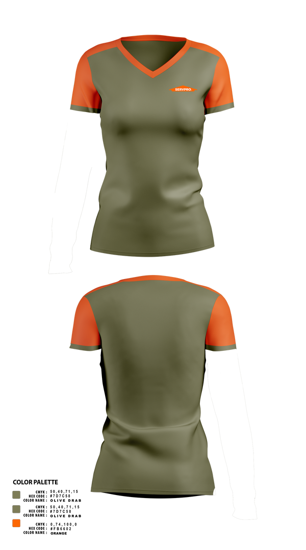Womens Short Sleeve Vneck Shirt, Servpro, , Teamtime, Team time, sublimation, custom sports apparel, team uniforms, spirit wear, spiritwear, sports uniforms, custom shirts, team store, custom team store, fundraiser sports, apparel fundraiser