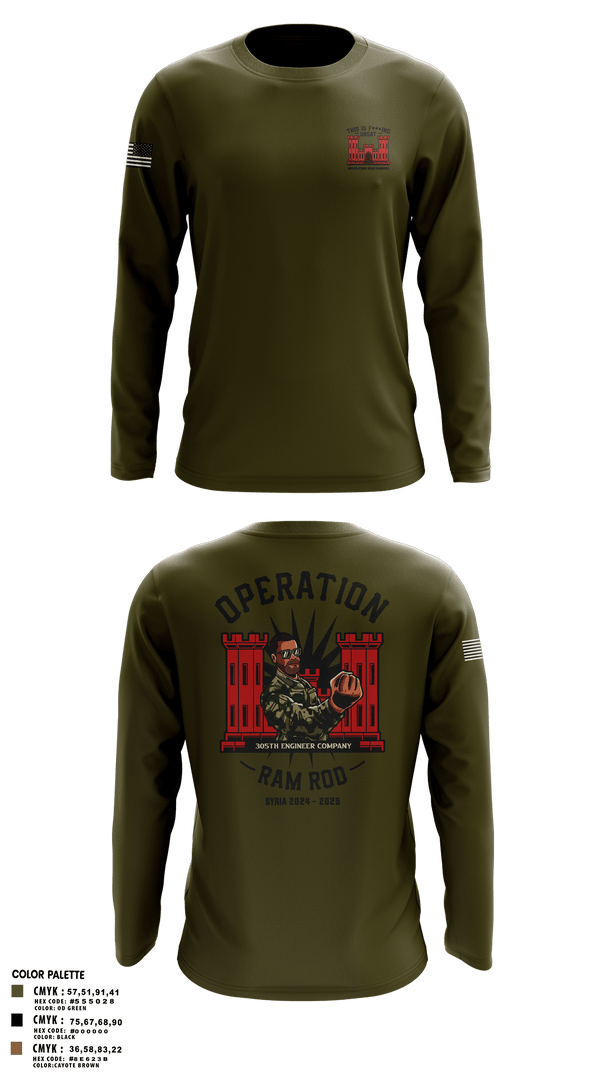 Long Sleeve Performance Polo, 305th En Co, Army, Teamtime, Team time, sublimation, custom sports apparel, team uniforms, spirit wear, spiritwear, sports uniforms, custom shirts, team store, custom team store, fundraiser sports, apparel fundraiser