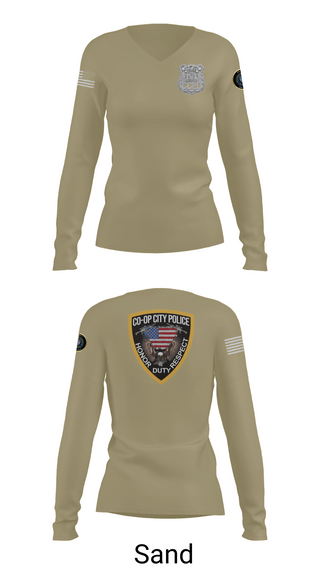 Womens Long Sleeve Vneck Shirt, Co-op City Police Department, Police, Teamtime, Team time, sublimation, custom sports apparel, team uniforms, spirit wear, spiritwear, sports uniforms, custom shirts, team store, custom team store, fundraiser sports, apparel fundraiser
