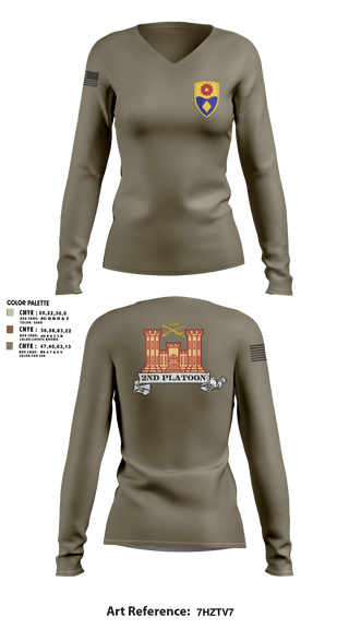 Womens Long Sleeve Vneck Shirt, 649 ENG CO649 ENG CO649 EN CO, Army, Teamtime, Team time, sublimation, custom sports apparel, team uniforms, spirit wear, spiritwear, sports uniforms, custom shirts, team store, custom team store, fundraiser sports, apparel fundraiser