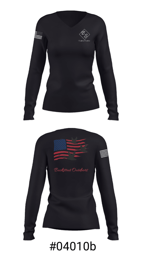 Women's Long Sleeve Vneck Shirt, Buckstrut OutdoorsBuckstrut Outdoors, , Teamtime, Team time, sublimation, custom sports apparel, team uniforms, spirit wear, spiritwear, sports uniforms, custom shirts, team store, custom team store, fundraiser sports, apparel fundraiser