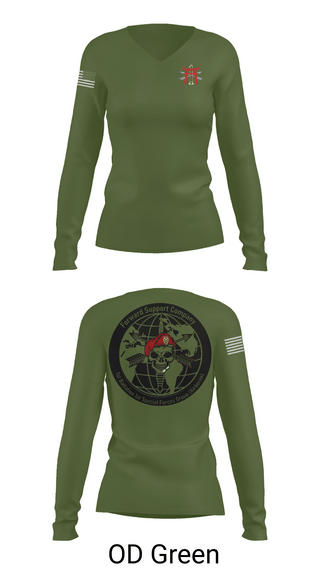 Womens Long Sleeve Vneck Shirt 1, FSC 1-1SFG, Army, Teamtime, Team time, sublimation, custom sports apparel, team uniforms, spirit wear, spiritwear, sports uniforms, custom shirts, team store, custom team store, fundraiser sports, apparel fundraiser
