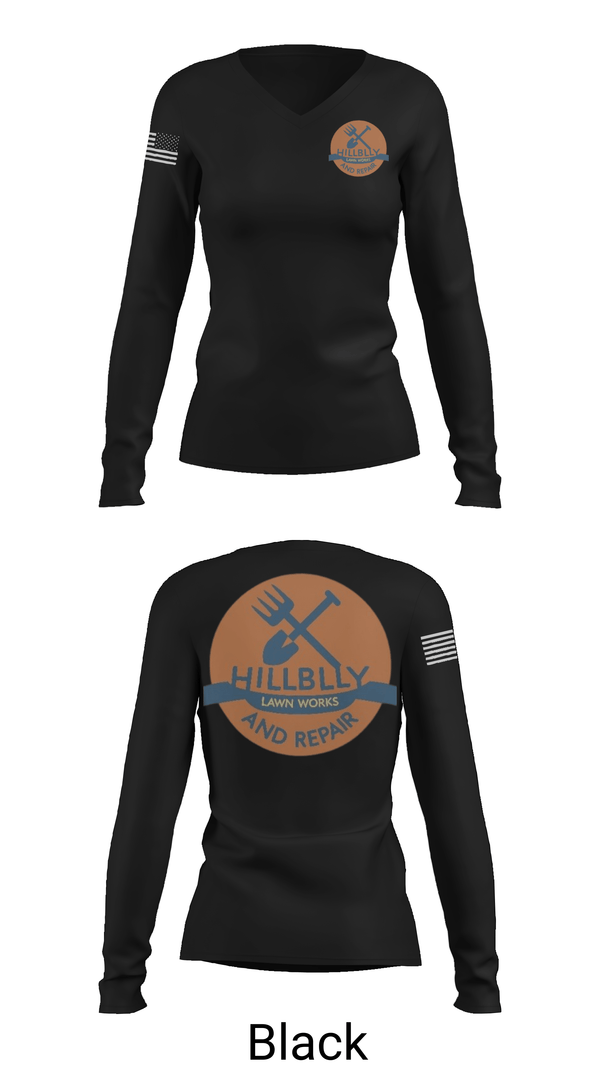 Womens Long Sleeve Vneck Shirt, Hillbilly Lawn Works And Repair, , Teamtime, Team time, sublimation, custom sports apparel, team uniforms, spirit wear, spiritwear, sports uniforms, custom shirts, team store, custom team store, fundraiser sports, apparel fundraiser