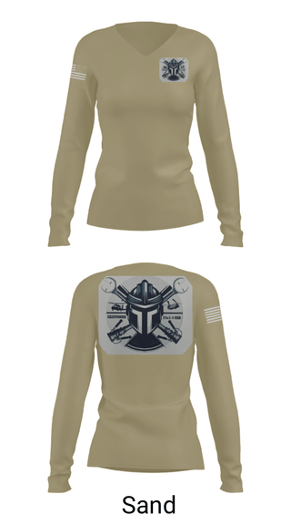 Women's Long Sleeve Vneck Shirt, 2-4 GSAB ECHO CO., Army, Teamtime, Team time, sublimation, custom sports apparel, team uniforms, spirit wear, spiritwear, sports uniforms, custom shirts, team store, custom team store, fundraiser sports, apparel fundraiser