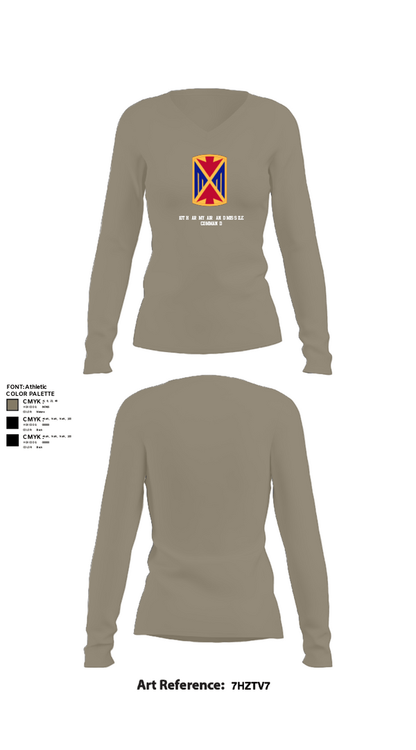 Womens Long Sleeve Vneck Shirt, 10th Army Air and Missile Command, Army, Teamtime, Team time, sublimation, custom sports apparel, team uniforms, spirit wear, spiritwear, sports uniforms, custom shirts, team store, custom team store, fundraiser sports, apparel fundraiser