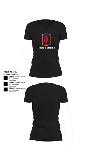 Womens Short Sleeve Vneck Shirt, 1-169th E Company, National Guard, Teamtime, Team time, sublimation, custom sports apparel, team uniforms, spirit wear, spiritwear, sports uniforms, custom shirts, team store, custom team store, fundraiser sports, apparel fundraiser