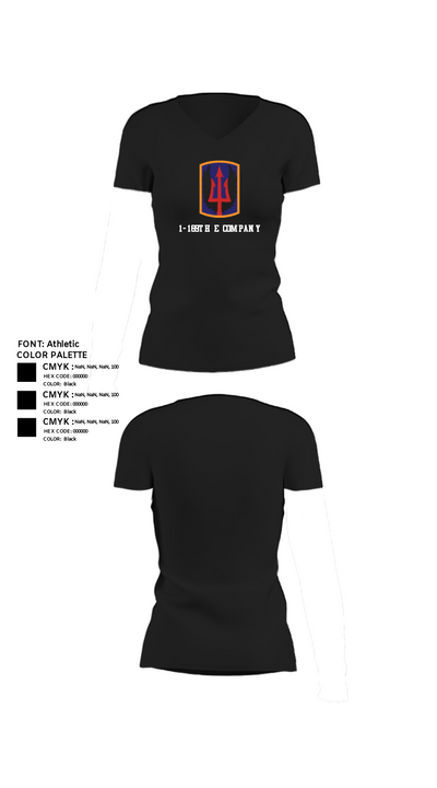 1-169th E Company 39061427 Women's Short Sleeve V-neck Shirt - 23
