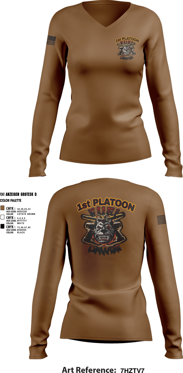 Womens Long Sleeve Vneck Shirt, Fuel Dawgs, Army, Teamtime, Team time, sublimation, custom sports apparel, team uniforms, spirit wear, spiritwear, sports uniforms, custom shirts, team store, custom team store, fundraiser sports, apparel fundraiser