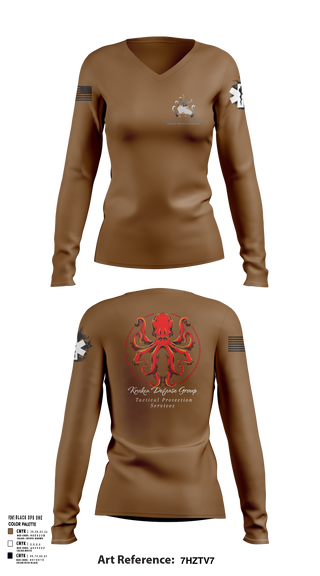 Womens Long Sleeve Vneck Shirt, Kraken Defense Group, , Teamtime, Team time, sublimation, custom sports apparel, team uniforms, spirit wear, spiritwear, sports uniforms, custom shirts, team store, custom team store, fundraiser sports, apparel fundraiser