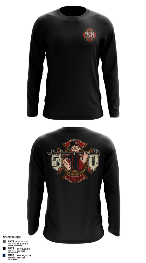 Long Sleeve Performance Shirt, Station 51, Fire Department, Teamtime, Team time, sublimation, custom sports apparel, team uniforms, spirit wear, spiritwear, sports uniforms, custom shirts, team store, custom team store, fundraiser sports, apparel fundraiser