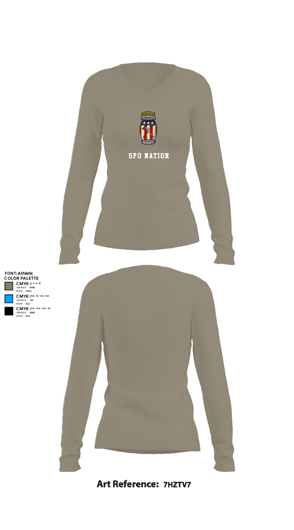 Womens Long Sleeve Vneck Shirt, SPO Nation, Army, Teamtime, Team time, sublimation, custom sports apparel, team uniforms, spirit wear, spiritwear, sports uniforms, custom shirts, team store, custom team store, fundraiser sports, apparel fundraiser