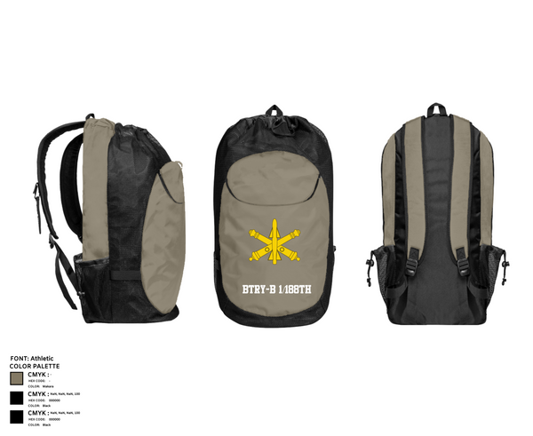 Gear Bag, BTRY-B 1/188th, National Guard, Teamtime, Team time, sublimation, custom sports apparel, team uniforms, spirit wear, spiritwear, sports uniforms, custom shirts, team store, custom team store, fundraiser sports, apparel fundraiser