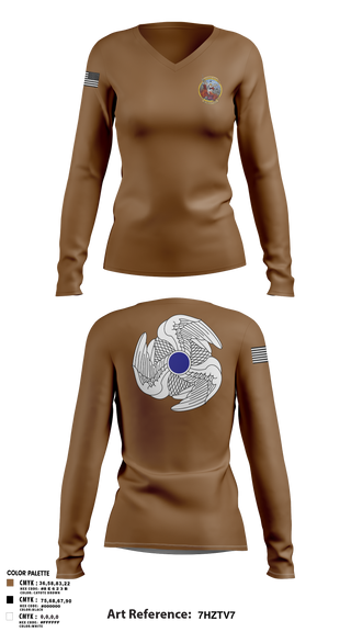 Womens Long Sleeve Vneck Shirt, 1-222nd AVN RGT, Army, Teamtime, Team time, sublimation, custom sports apparel, team uniforms, spirit wear, spiritwear, sports uniforms, custom shirts, team store, custom team store, fundraiser sports, apparel fundraiser