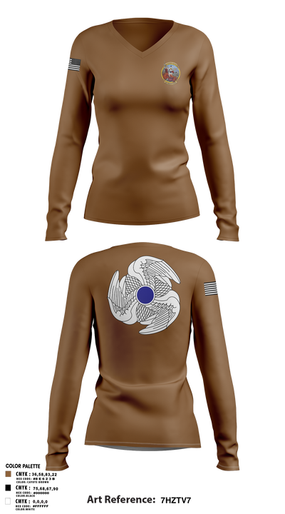 1-222nd AVN RGT 56947189 Women's Long Sleeve V-neck Shirt - 1
