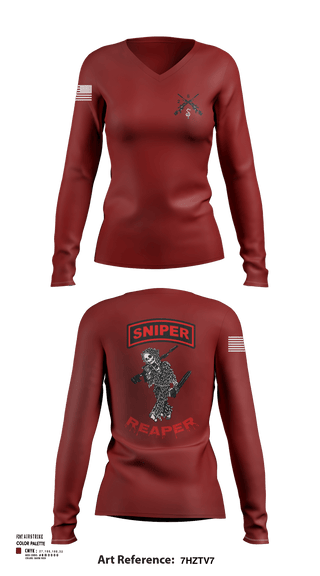 Womens Long Sleeve Vneck Shirt, Reaper SectionReaper Section (color), Army, Teamtime, Team time, sublimation, custom sports apparel, team uniforms, spirit wear, spiritwear, sports uniforms, custom shirts, team store, custom team store, fundraiser sports, apparel fundraiser