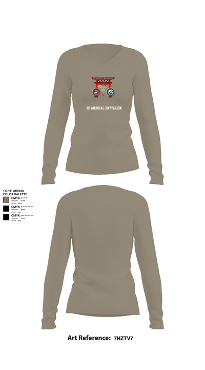 3D MEDICAL BATTALION 96077173 Women's Long Sleeve V-neck Shirt - 62