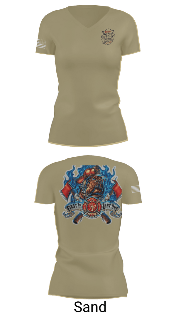 Womens Short Sleeve Vneck Shirt, Golden Fire Dept., , Teamtime, Team time, sublimation, custom sports apparel, team uniforms, spirit wear, spiritwear, sports uniforms, custom shirts, team store, custom team store, fundraiser sports, apparel fundraiser