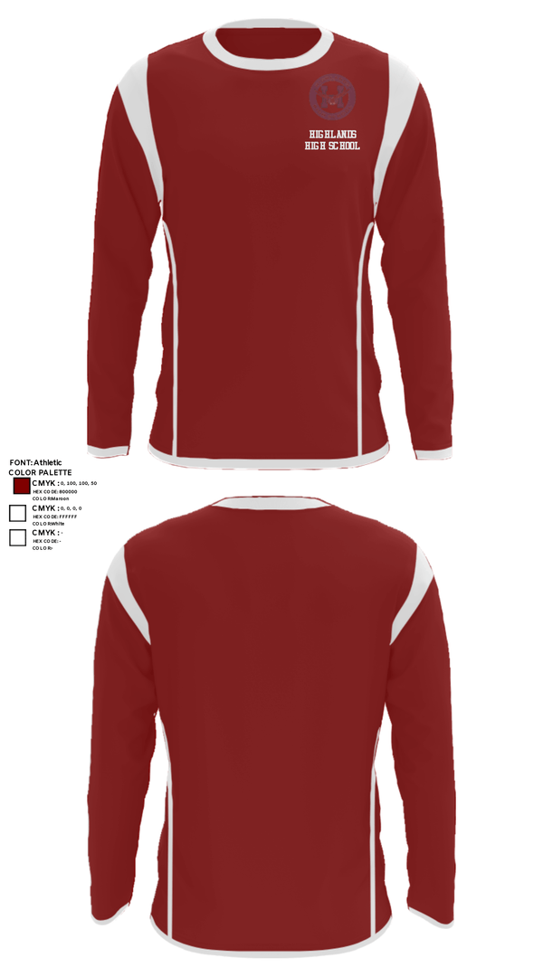 Long Sleeve Performance Shirt, Highlands High School, Spirit Store, Teamtime, Team time, sublimation, custom sports apparel, team uniforms, spirit wear, spiritwear, sports uniforms, custom shirts, team store, custom team store, fundraiser sports, apparel fundraiser