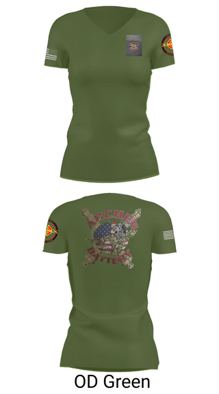 Womens Short Sleeve Vneck Shirt, Archer Battery 2-2 FA, Army, Teamtime, Team time, sublimation, custom sports apparel, team uniforms, spirit wear, spiritwear, sports uniforms, custom shirts, team store, custom team store, fundraiser sports, apparel fundraiser