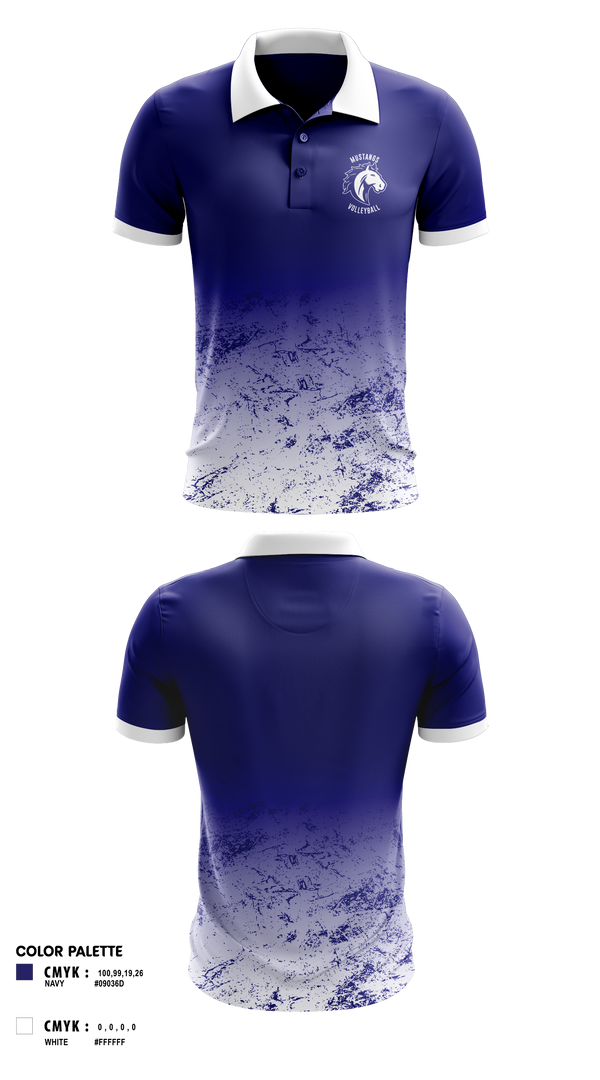 Short Sleeve Performance Polo, Mustangs Volleyball, Men's Volleyball, Teamtime, Team time, sublimation, custom sports apparel, team uniforms, spirit wear, spiritwear, sports uniforms, custom shirts, team store, custom team store, fundraiser sports, apparel fundraiser