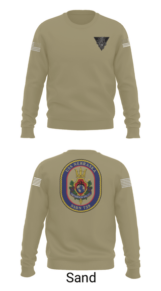 Crew Neck Sweatshirt, USS Nebraska, Navy, Teamtime, Team time, sublimation, custom sports apparel, team uniforms, spirit wear, spiritwear, sports uniforms, custom shirts, team store, custom team store, fundraiser sports, apparel fundraiser
