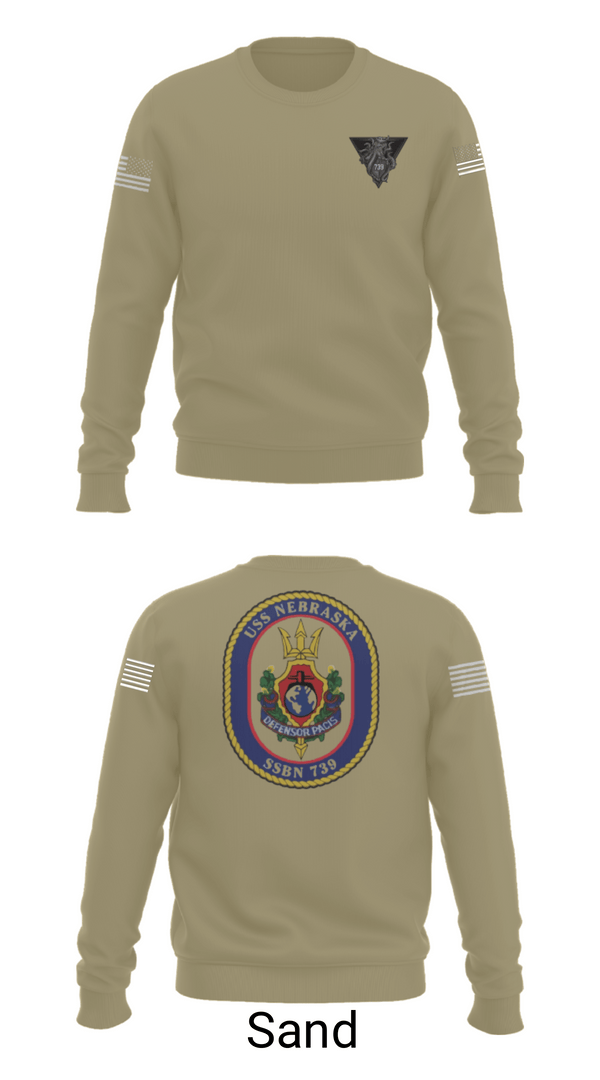 Crew Neck Sweatshirt, USS Nebraska, Navy, Teamtime, Team time, sublimation, custom sports apparel, team uniforms, spirit wear, spiritwear, sports uniforms, custom shirts, team store, custom team store, fundraiser sports, apparel fundraiser