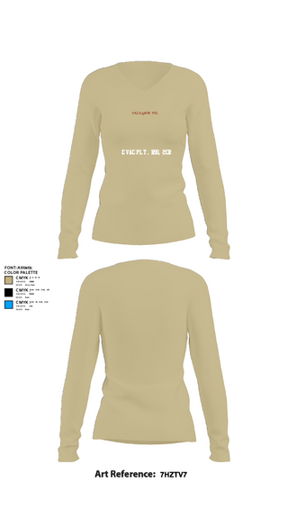 Womens Long Sleeve Vneck Shirt, Evac PLT, RSS, 2CR, , Teamtime, Team time, sublimation, custom sports apparel, team uniforms, spirit wear, spiritwear, sports uniforms, custom shirts, team store, custom team store, fundraiser sports, apparel fundraiser