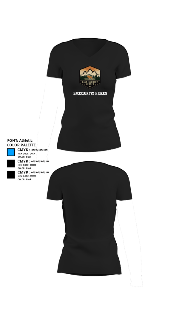 Womens Short Sleeve Vneck Shirt, BackCountry Heroes, , Teamtime, Team time, sublimation, custom sports apparel, team uniforms, spirit wear, spiritwear, sports uniforms, custom shirts, team store, custom team store, fundraiser sports, apparel fundraiser