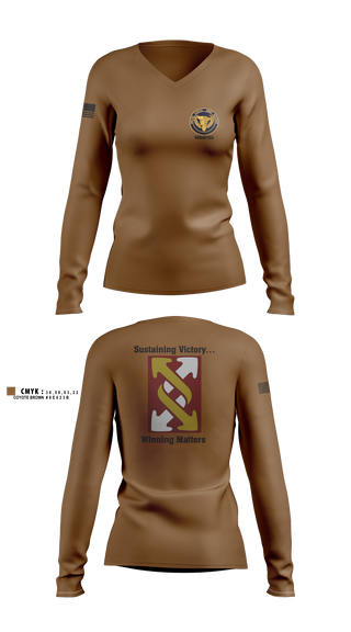Womens Long Sleeve Vneck Shirt, 143rd ESC, , Teamtime, Team time, sublimation, custom sports apparel, team uniforms, spirit wear, spiritwear, sports uniforms, custom shirts, team store, custom team store, fundraiser sports, apparel fundraiser
