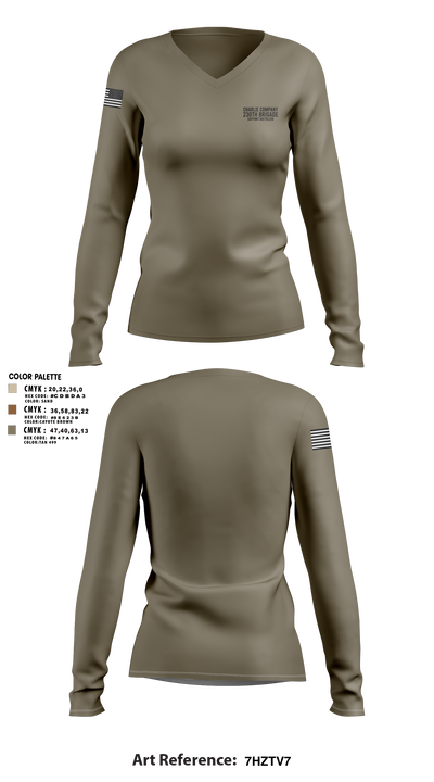 Charlie Company 230th Brigade Support Battalion Women's Long Sleeve V-neck Shirt -1 3