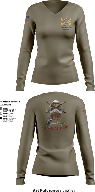 Women's Long Sleeve Vneck Shirt, Bravo 1-119th FA, , Teamtime, Team time, sublimation, custom sports apparel, team uniforms, spirit wear, spiritwear, sports uniforms, custom shirts, team store, custom team store, fundraiser sports, apparel fundraiser