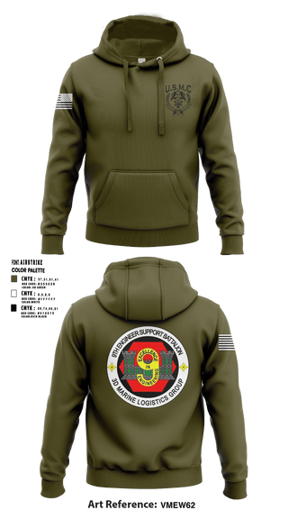 Hoodie, 9th Engineer Support Company, Marines, Teamtime, Team time, sublimation, custom sports apparel, team uniforms, spirit wear, spiritwear, sports uniforms, custom shirts, team store, custom team store, fundraiser sports, apparel fundraiser
