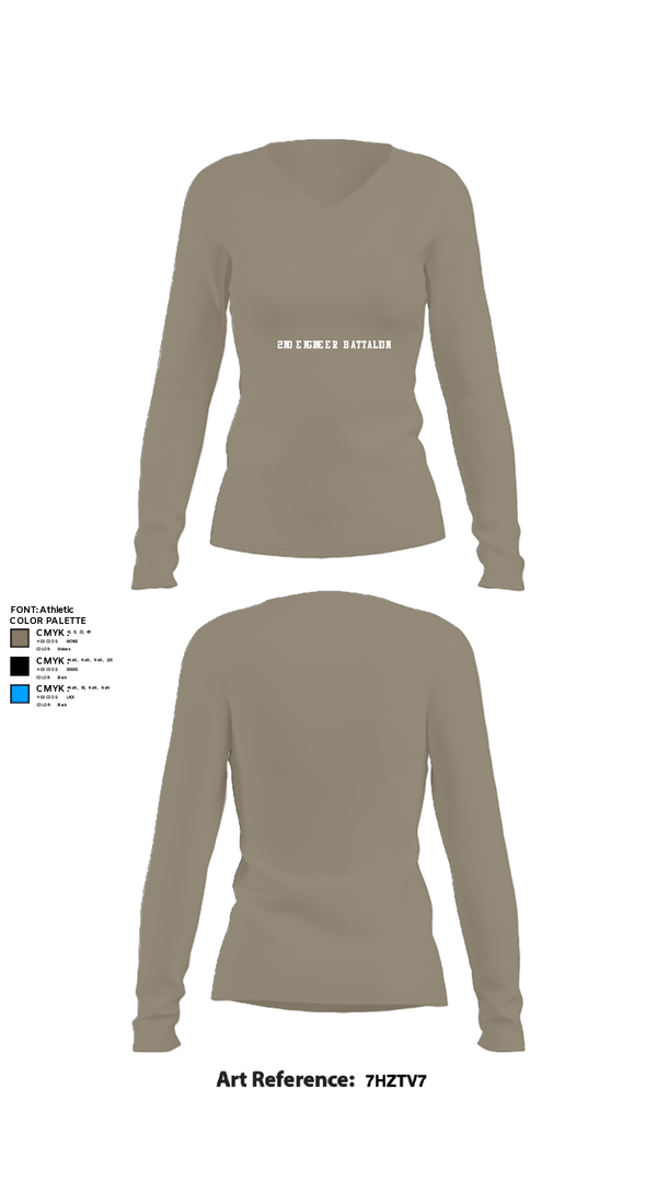 Womens Long Sleeve Vneck Shirt, 2nd Engineer Battalion, Army, Teamtime, Team time, sublimation, custom sports apparel, team uniforms, spirit wear, spiritwear, sports uniforms, custom shirts, team store, custom team store, fundraiser sports, apparel fundraiser