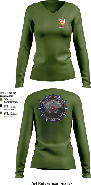 Womens Long Sleeve Vneck Shirt, 3rd Intelligence Battalion, Marines, Teamtime, Team time, sublimation, custom sports apparel, team uniforms, spirit wear, spiritwear, sports uniforms, custom shirts, team store, custom team store, fundraiser sports, apparel fundraiser