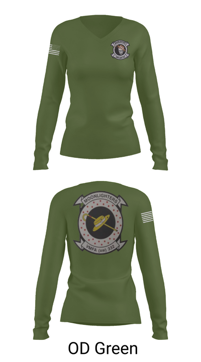 VMFA-332 The Moonlighters 29098342 Women's Long Sleeve V-neck Shirt - 57