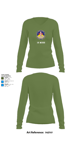 Women's Long Sleeve Vneck Shirt, 18 MDSS, Air Force, Teamtime, Team time, sublimation, custom sports apparel, team uniforms, spirit wear, spiritwear, sports uniforms, custom shirts, team store, custom team store, fundraiser sports, apparel fundraiser