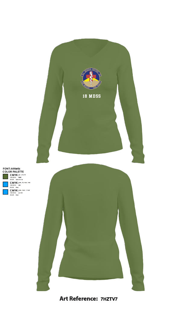 Women's Long Sleeve Vneck Shirt, 18 MDSS, Air Force, Teamtime, Team time, sublimation, custom sports apparel, team uniforms, spirit wear, spiritwear, sports uniforms, custom shirts, team store, custom team store, fundraiser sports, apparel fundraiser